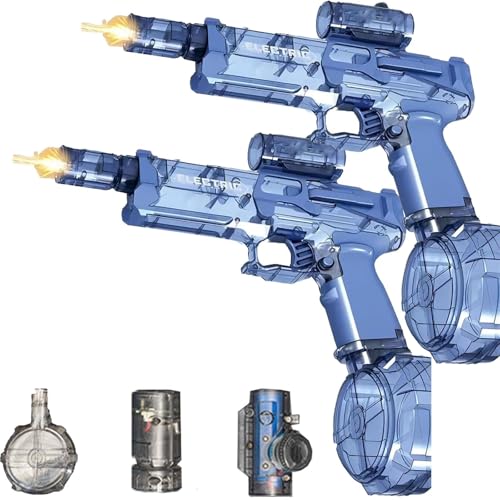 Ultimate Battle Blaster, elektrische Wasserpistole für Spaß im Freien, motorisierte Wasserpistole mit großer Reichweite und interaktiver Beleuchtung, langlebig für Spaß im Freien(Bluex2pcs) von YYGJYGOO