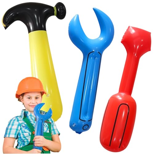 Aufblasbare Kinderspaß-Spielzeugwerkzeuge, aufblasbarer Schraubenzieher, aufblasbarer Hammer, aufblasbarer Schraubenschlüssel, 3-teiliges Set von YYHCC