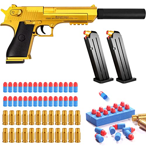 Desert Eagle,Toy Pistole,Foam Blaster,Schaumstoff Soft Bullet Gun Spielzeug, KindeGeburtstag Geschenke,Simulation Pistolenmodell (Gold) von YYHCC