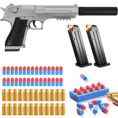 Desert Eagle,Toy Pistole,Foam Blaster,Schaumstoff Soft Bullet Gun Spielzeug, KindeGeburtstag Geschenke,Simulation Pistolenmodell (Grau) von YYHCC