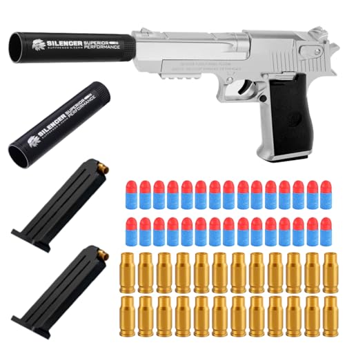 Desert Eagle,Toy Pistole,Foam Blaster,Schaumstoff Soft Bullet Gun Spielzeug, KindeGeburtstag Geschenke,Simulation Pistolenmodell (Silber) von YYHCC