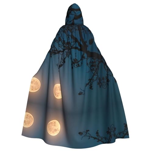 YYHHAOFA Full Moon High In The Sky Prints Halloween Adult Hooded Cloak for Party Decoration Cosplay Costumes Stage Maskerade von YYHHAOFA