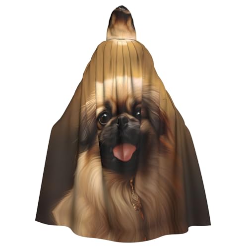 YYHHAOFA Halloween Erwachsene Kapuzenumhang für Partys und Cosplay Kostüme Pekinese Hund Bild von YYHHAOFA