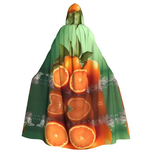 YYHHAOFA Juicy Oranges Prints Halloween-Umhang mit Kapuze für Erwachsene, Party-Dekoration, Cosplay, Kostüme, Bühnenmaskerade von YYHHAOFA