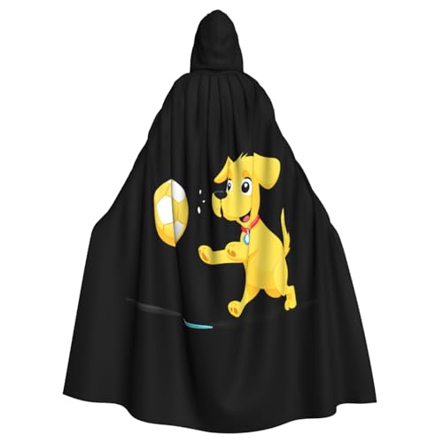 YYHHAOFA Kleiner gelber Hund spielt Ball Muster Halloween Erwachsene Kapuzenumhang Herren- und Damenbekleidung Mantel, Rollenspiel YYHHAOFA Kleiner gelber Hund spielt Ball Muster Halloween Erwachsene Kapuzenumhang Herren- und Damenbekleidung Mantel, Rollenspiel von YYHHAOFA