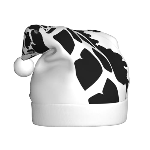 YYHHAOFA Schwarz-weiße Giraffen-Weihnachtsmütze für Erwachsene: weich und leicht, ideal für Schulveranstaltungen, Feiertagsfeiern usw. von YYHHAOFA