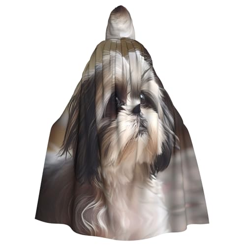 YYHHAOFA Shih Tzu Hunde-Aufdruck, Halloween, Erwachsenen-Kapuzenumhang für Cosplay, Kostümpartys und mehr von YYHHAOFA