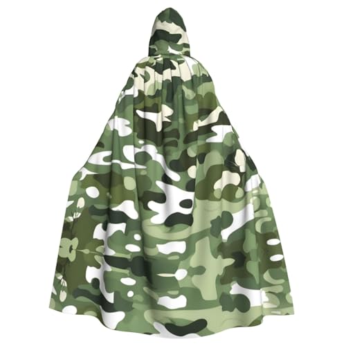 YYHHAOFA Umhang mit Kapuze für Erwachsene, Camouflage, Grün, für Partys, Cosplay, Kostüme, Bühnenmaskerade von YYHHAOFA