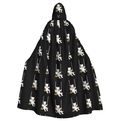 YYHHAOFA Weißer Bär auf der Schaukel Muster Halloween Erwachsene Kapuzenumhang Herren- und Damenbekleidung Mantel Rollenspiel YYHHAOFA Weißer Bär auf der Schaukel Muster Halloween Erwachsene Kapuzenumhang Herren- und Damenbekleidung Mantel Rollenspiel von YYHHAOFA