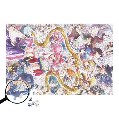 Anime Sailor Moon, Puzzle 1000 Teile,Puzzle aus Papp Puzzle pielzeug für Erwachsene Dekompressionsspiel-38x26cm von YYHMKB