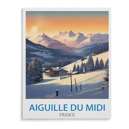 1000 Puzzles Für Erwachsene，Aiguille Du Midi Vintages Reiseplakat in Frankreich，Freizeit Unterhaltung Kinder Spielzeug Zuhause Dekoration Art（38x26cm）-A98 von YYHMKBYY