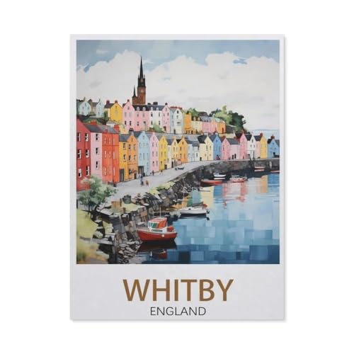 1000 Puzzles Für Erwachsene，Whitby England Coast Vintage-Reiseposter，Freizeit Unterhaltung Kinder Spielzeug Zuhause Dekoration Art（38x26cm）-AO73 von YYHMKBYY