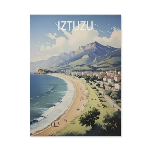 1000 Stück，Iztuzu Türkei Strand Vintage Reiseposter，Puzzle Für Erwachsene Lernspielzeug Für Kinder Kreative Spiele Unterhaltung Holz Puzzles Home Decor（75x50cm）-AO91 von YYHMKBYY