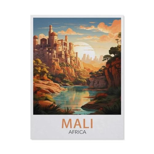 1000 Stück，Mali Afrika Vintage-Reiseposter，Puzzle Für Erwachsene Lernspielzeug Für Kinder Kreative Spiele Unterhaltung Holz Puzzles Home Decor（75x50cm）-AY43 von YYHMKBYY