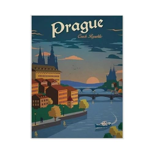 1000 Stück，Prag Vintage Reiseposter，Puzzle Für Erwachsene Lernspielzeug Für Kinder Kreative Spiele Unterhaltung Holz Puzzles Home Decor（75x50cm）-BJ44 von YYHMKBYY