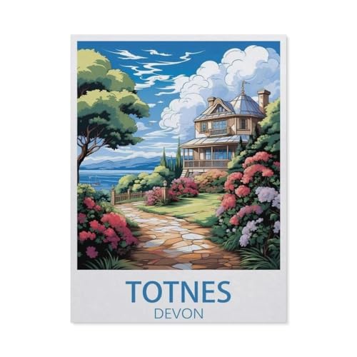 1000 Stück，Totnes Devon Vintage-Reiseposter，Puzzle Für Erwachsene Lernspielzeug Für Kinder Kreative Spiele Unterhaltung Holz Puzzles Home Decor（75x50cm）-AR10 von YYHMKBYY