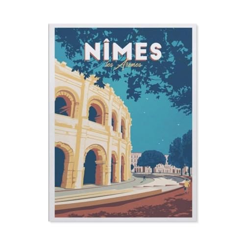 1000 Stück，Vintage Frankreich Reiseposter Nimes Arenas，Puzzle Für Erwachsene Lernspielzeug Für Kinder Kreative Spiele Unterhaltung Holz Puzzles Home Decor（75x50cm）-BM36 von YYHMKBYY