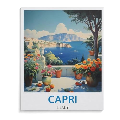 1000 Stück，Vintage-Reiseplakat Capri Italien，Puzzle Für Erwachsene Lernspielzeug Für Kinder Kreative Spiele Unterhaltung Holz Puzzles Home Decor（75x50cm）-B16 von YYHMKBYY