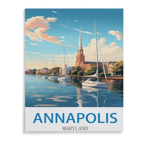 1000 Stück，Vintages Reiseplakat Annapolis Maryland，Puzzle Für Erwachsene Lernspielzeug Für Kinder Kreative Spiele Unterhaltung Holz Puzzles Home Decor（75x50cm）-C62 von YYHMKBYY