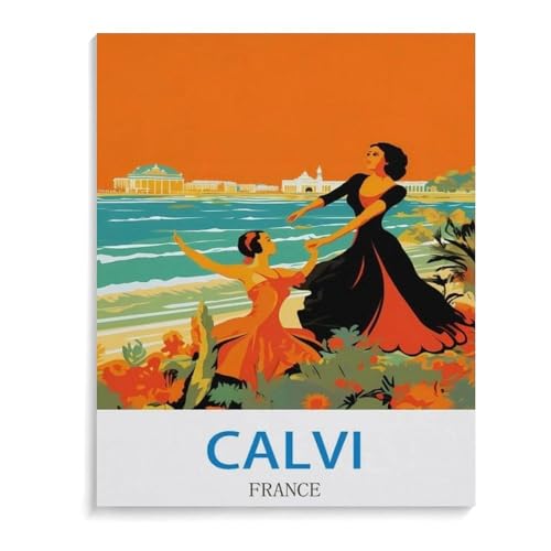 1000 Stück，Vintages Reiseplakat Calvi Frankreich，Puzzle Für Erwachsene Lernspielzeug Für Kinder Kreative Spiele Unterhaltung Holz Puzzles Home Decor（75x50cm）-A43 von YYHMKBYY