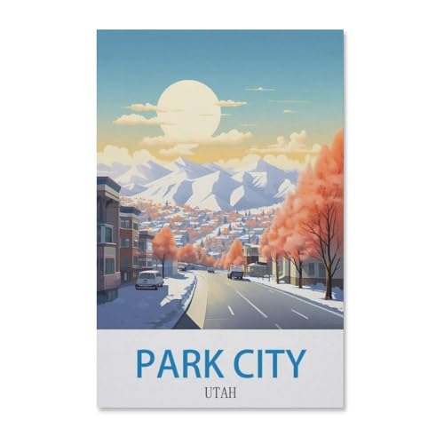 1000 Stück，Vintages Reiseplakat Park City Utah，Puzzle Für Erwachsene Lernspielzeug Für Kinder Kreative Spiele Unterhaltung Holz Puzzles Home Decor（75x50cm）-H76 von YYHMKBYY