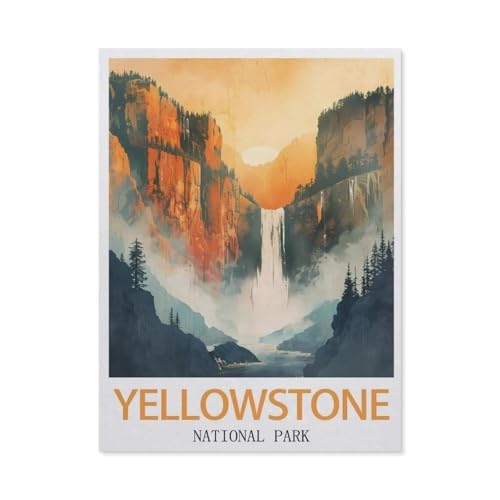 1000 Stück，Yellowstone Nationalpark Vintage Reiseposter，Puzzle Für Erwachsene Lernspielzeug Für Kinder Kreative Spiele Unterhaltung Papier Puzzles Home Decor（50x70cm）-AG5 von YYHMKBYY