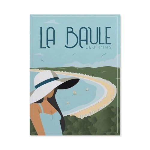 1000 Stück Puzzle，La Baule France Bay Girl Vintage Reiseposter，Erwachsene Holz Puzzles, Kinder Entdecken Sie Kreativität Wandkunst Dekor Spielzeug（75x50cm）-BM93 von YYHMKBYY