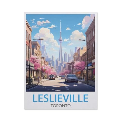 1000 Stück Puzzle，Leslieville Toronto Vintage-Reiseposter，Erwachsene Kinder Holz Spielzeug Lernspiel（75x50cm）-AV22 von YYHMKBYY