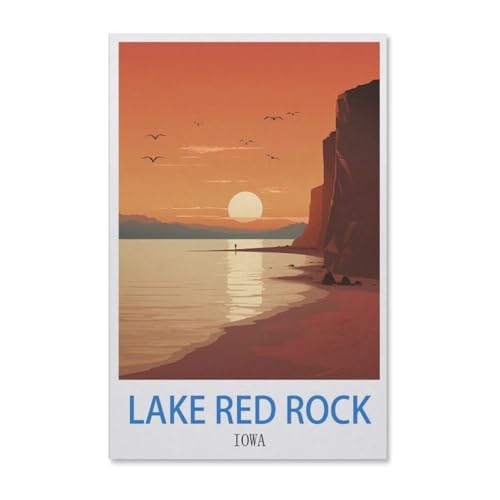 1000 Stück Puzzle，Red Lake Iowa Vintage Leinwand-Reiseposter，Erwachsene Kinder Papiers pielzeug Lernspiel（50x70cm）-G72 von YYHMKBYY