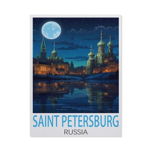 1000 Stück Puzzle，Sankt Petersburg, Russland, Vintage-Reiseposter，Erwachsene Kinder Papiers pielzeug Lernspiel（50x70cm）-AH98 von YYHMKBYY