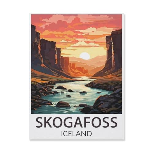 1000 Stück Puzzle，Skogafoss Island，Erwachsene Kinder Papiers pielzeug Lernspiel（50x70cm）-T16 von YYHMKBYY