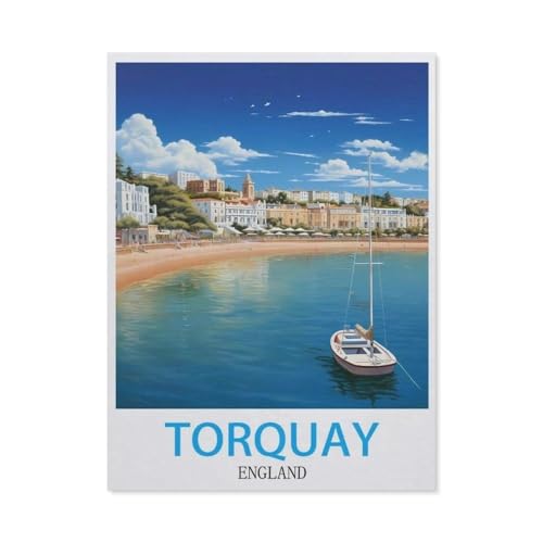 1000 Stück Puzzle，Torquay England Vintage-Reiseposter，Erwachsene Kinder Papiers pielzeug Lernspiel（38x26cm）-BH67 von YYHMKBYY