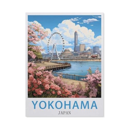 1000 Stück Puzzle，Yokohama, Japanisches Vintage-Reiseposter，Erwachsene Kinder Papier Spielzeug Lernspiel（50x70cm）-BB9 von YYHMKBYY