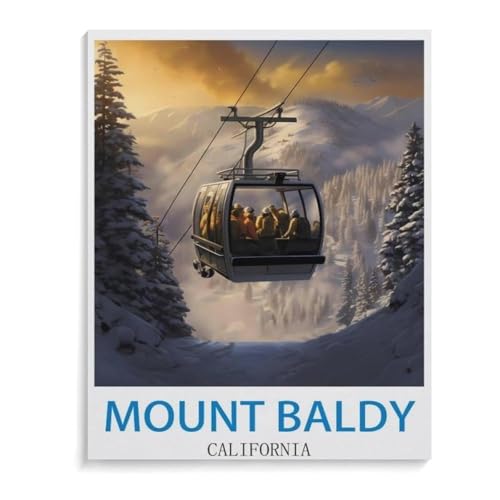 1000 Stück Puzzle Für Erwachsene Puzzle Holz Puzzle，Mount Baldy California Vintage Reiseplakat – Ski-Design，Puzzles DIY Pädagogisches Puzzlespiel Kinder Familienspiele（75x50cm）-D21 von YYHMKBYY