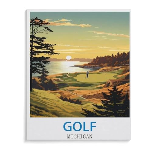 1000 Stück Puzzle Für Erwachsene Puzzle Holz Puzzle，Vintages Reiseplakat Golf Michigan，Puzzles DIY Pädagogisches Puzzlespiel Kinder Familienspiele（75x50cm）-D94 von YYHMKBYY