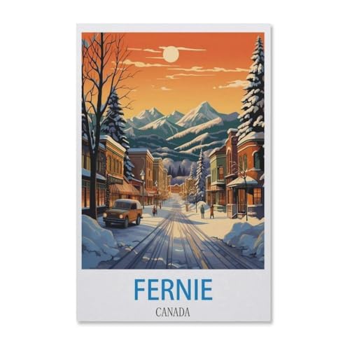 1000-Stück Puzzle Für Erwachsene Und Kinder-Holz Puzzle，Fernie Kanada – Vintage-Reiseplakate，Familie Interaktive Spiele Große Ferien Freizeit（75x50cm）-G14 von YYHMKBYY