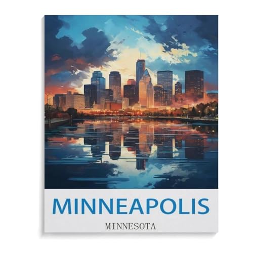 1000-Stück Puzzle Für Erwachsene Und Kinder-Holz Puzzle，Vintages Reiseplakat Minneapolis Minnesota，Familie Interaktive Spiele Große Ferien Freizeit（75x50cm）-D22 von YYHMKBYY