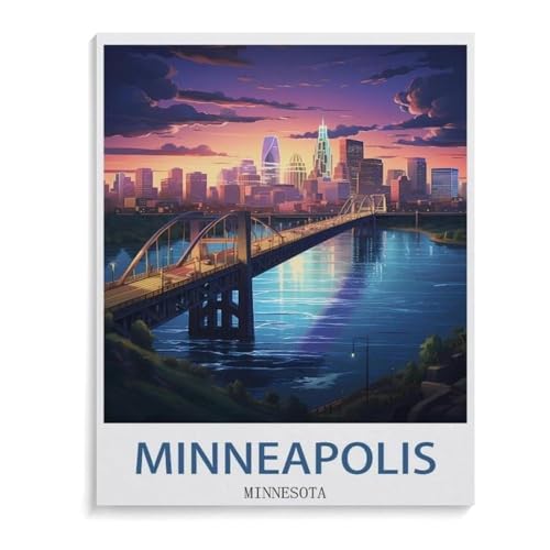 1000-Stück Puzzle Für Erwachsene Und Kinder-Holz Puzzle，Vintages Reiseplakat Minneapolis Minnesota，Familie Interaktive Spiele Große Ferien Freizeit（75x50cm）-J9 von YYHMKBYY