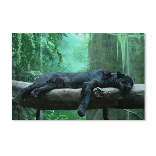 1000-Stück Puzzle Für Erwachsene Und Kinder-Papier Puzzle，Schwarzer Panther auf dem Baum，Familie Interaktive Spiele Große Ferien Freizeit（38x26cm）-F76 von YYHMKBYY