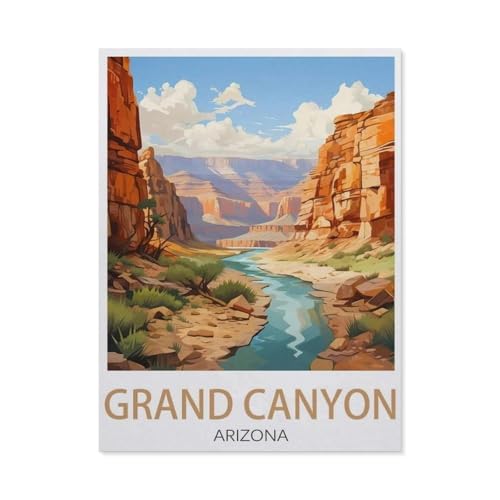 1000 Teile Puzzle Für Erwachsene Und Kinder，Arizona Grand Canyon Vintage-Reiseposter，Stressabbau Herausforderung Bodenpuzzle DIY Home Wanddekoration（38x26cm）-AM64 von YYHMKBYY