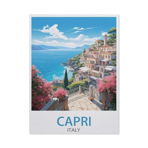 1000 Teile Puzzle Für Erwachsene Und Kinder，Capri-Italien-Reiseposter，Stressabbau Herausforderung Bodenpuzzle DIY Home Wanddekoration（38x26cm）-AT99 von YYHMKBYY