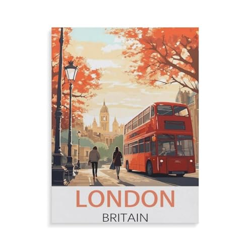 1000 Teile Puzzle Für Erwachsene Und Kinder，London Großbritannien Vintage-Reiseposter，Stressabbau Herausforderung Bodenpuzzle DIY Home Wanddekoration（38x26cm）-AF29 von YYHMKBYY