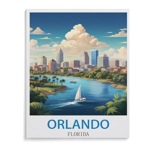 1000 Teile Puzzle Für Erwachsene Und Kinder，Orlando Florida Poster，Stressabbau Herausforderung Bodenpuzzle DIY Home Wanddekoration（38x26cm）-B13 von YYHMKBYY