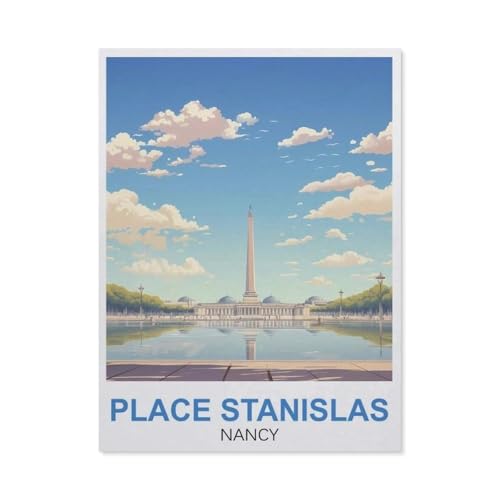 1000 Teile Puzzle Für Erwachsene Und Kinder，Place Stanislas Nancy Vintage-Reiseposter，Stressabbau Herausforderung Bodenpuzzle DIY Home Wanddekoration（38x26cm）-BT66 von YYHMKBYY