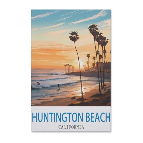 1000 Teile Puzzle Für Erwachsene Und Kinder，Poster von Huntington Beach, Kalifornien，Stressabbau Herausforderung Bodenpuzzle DIY Home Wanddekoration（38x26cm）-G24 von YYHMKBYY