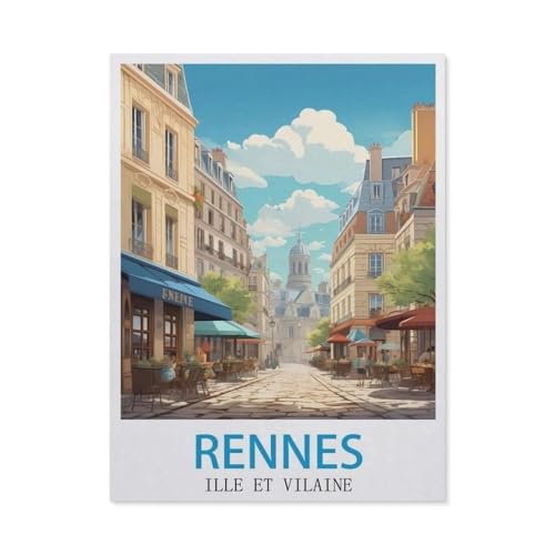 1000 Teile Puzzle Für Erwachsene Und Kinder，Rennes Ille Et Vilaine Vintage-Reiseposter，Stressabbau Herausforderung Bodenpuzzle DIY Home Wanddekoration（38x26cm）-BS93 von YYHMKBYY