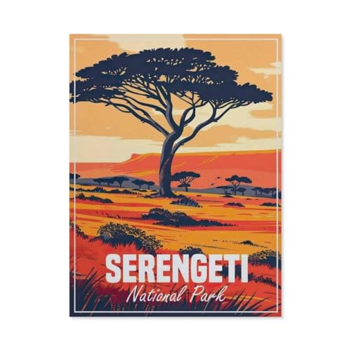 1000 Teile Puzzle Für Erwachsene Und Kinder，Serengeti-Nationalpark-Poster，Stressabbau Herausforderung Bodenpuzzle DIY Home Wanddekoration（38x26cm）-AS53 von YYHMKBYY