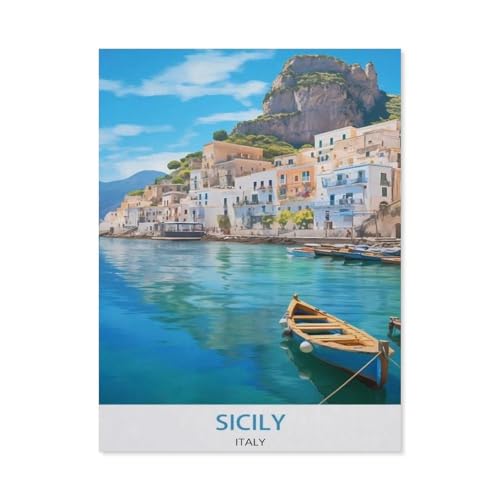 1000 Teile Puzzle Für Erwachsene Und Kinder，Sizilien Italien，Stressabbau Herausforderung Bodenpuzzle DIY Home Wanddekoration（38x26cm）-BH19 von YYHMKBYY