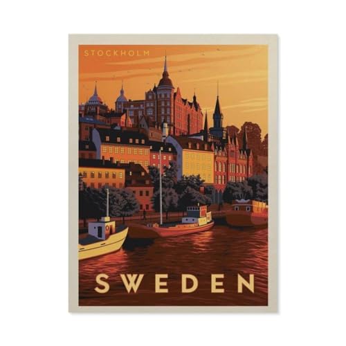 1000 Teile Puzzle Für Erwachsene Und Kinder，Stockholm-Poster，Stressabbau Herausforderung Bodenpuzzle DIY Home Wanddekoration（38x26cm）-BL60 von YYHMKBYY