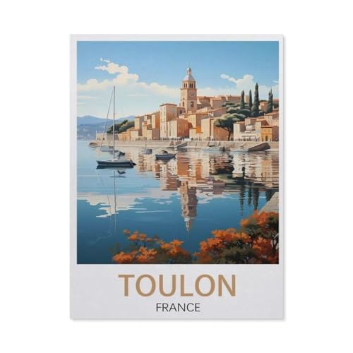 1000 Teile Puzzle Für Erwachsene Und Kinder，Toulon Reiseposter Frankreich，Stressabbau Herausforderung Bodenpuzzle DIY Home Wanddekoration（38x26cm）-AO15 von YYHMKBYY